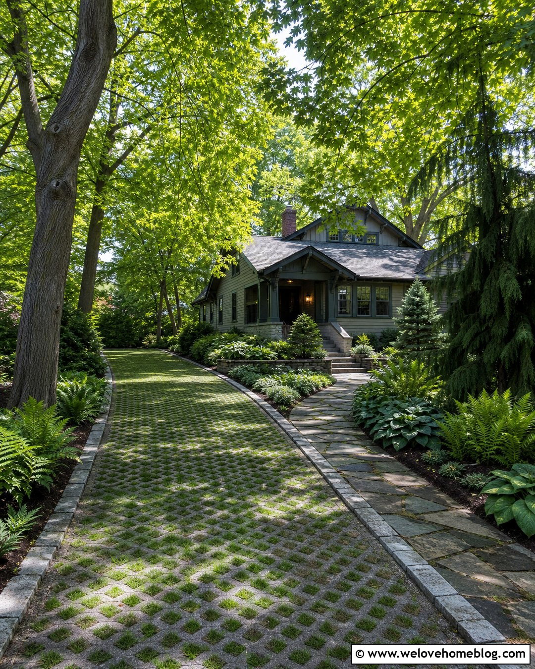 Shaded Fescue Turf Driveway - 25 turf driveway ideas