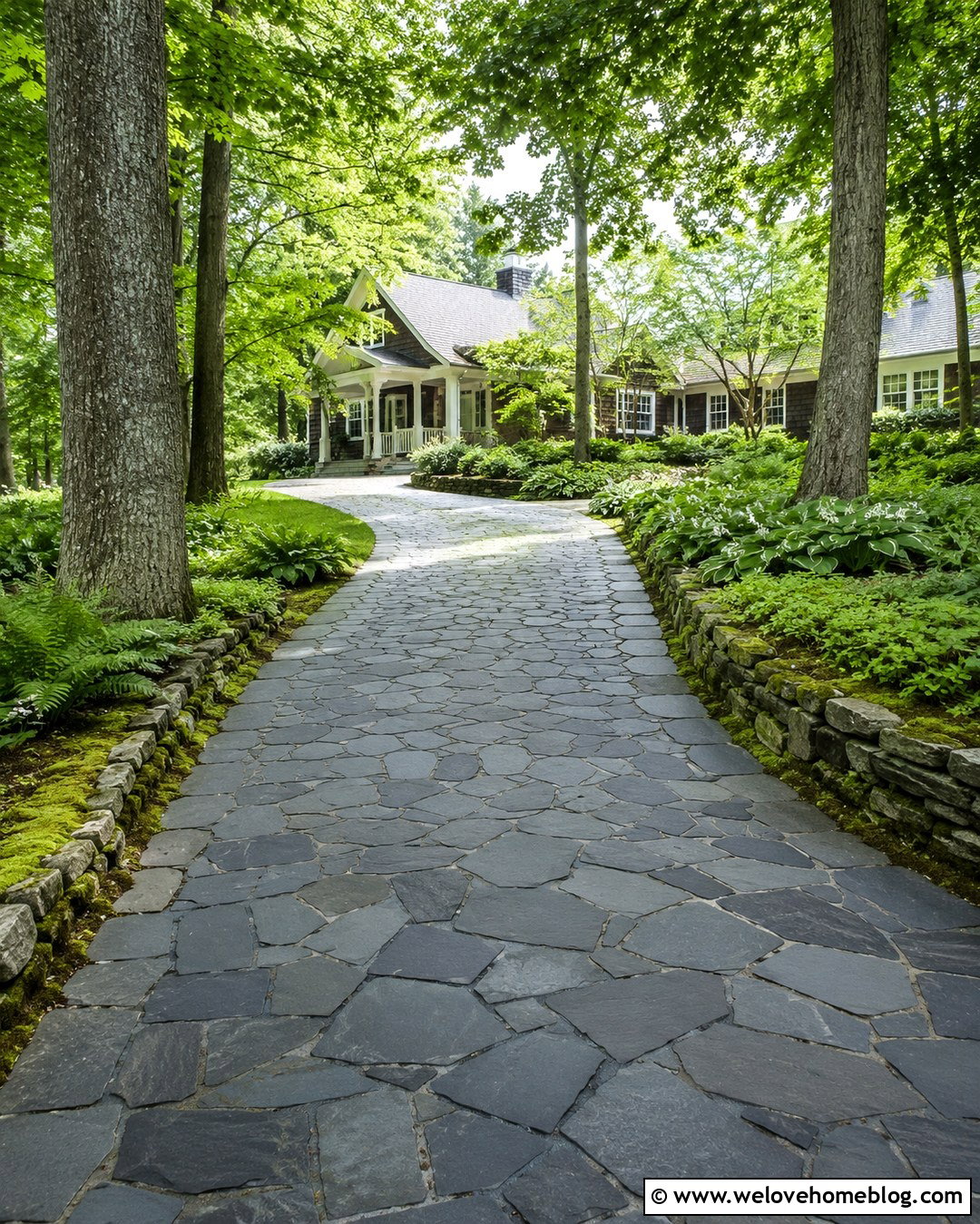 20 Natural Flagstone Driveway Ideas for Rustic Curb Appeal