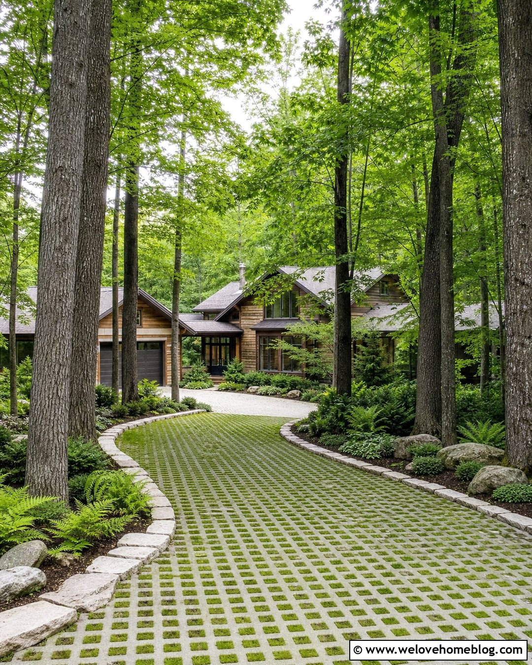 Shaded Grass Driveway With Sedges - 20 drivable grass driveways ideas
