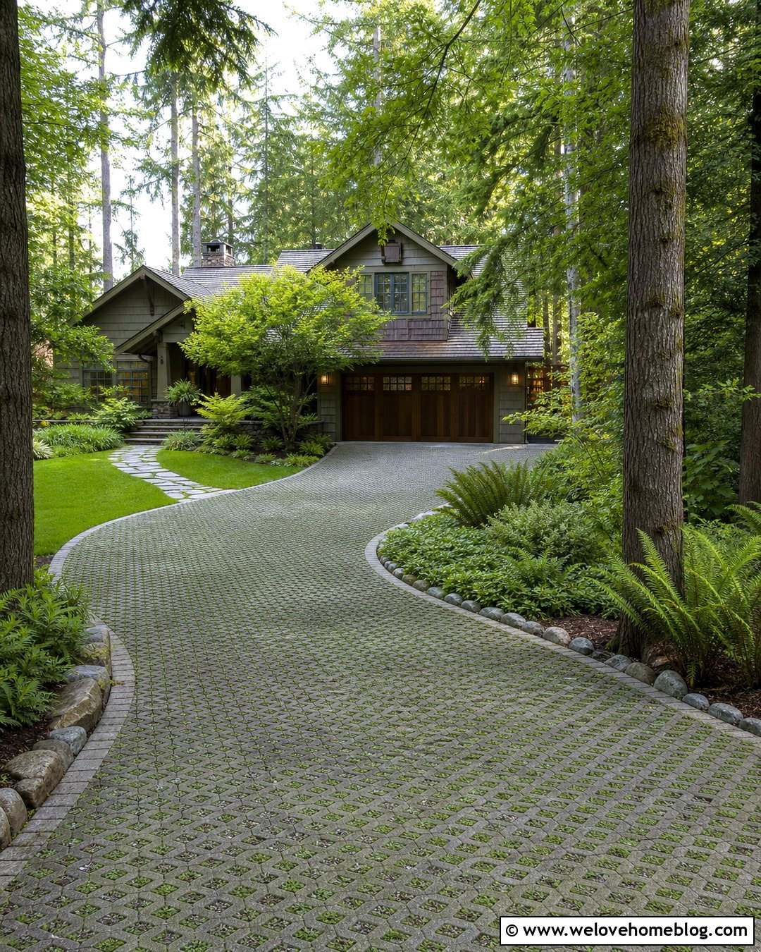 Shaded Grass Paver Driveway With Sedge - 45 grass pavers driveway ideas