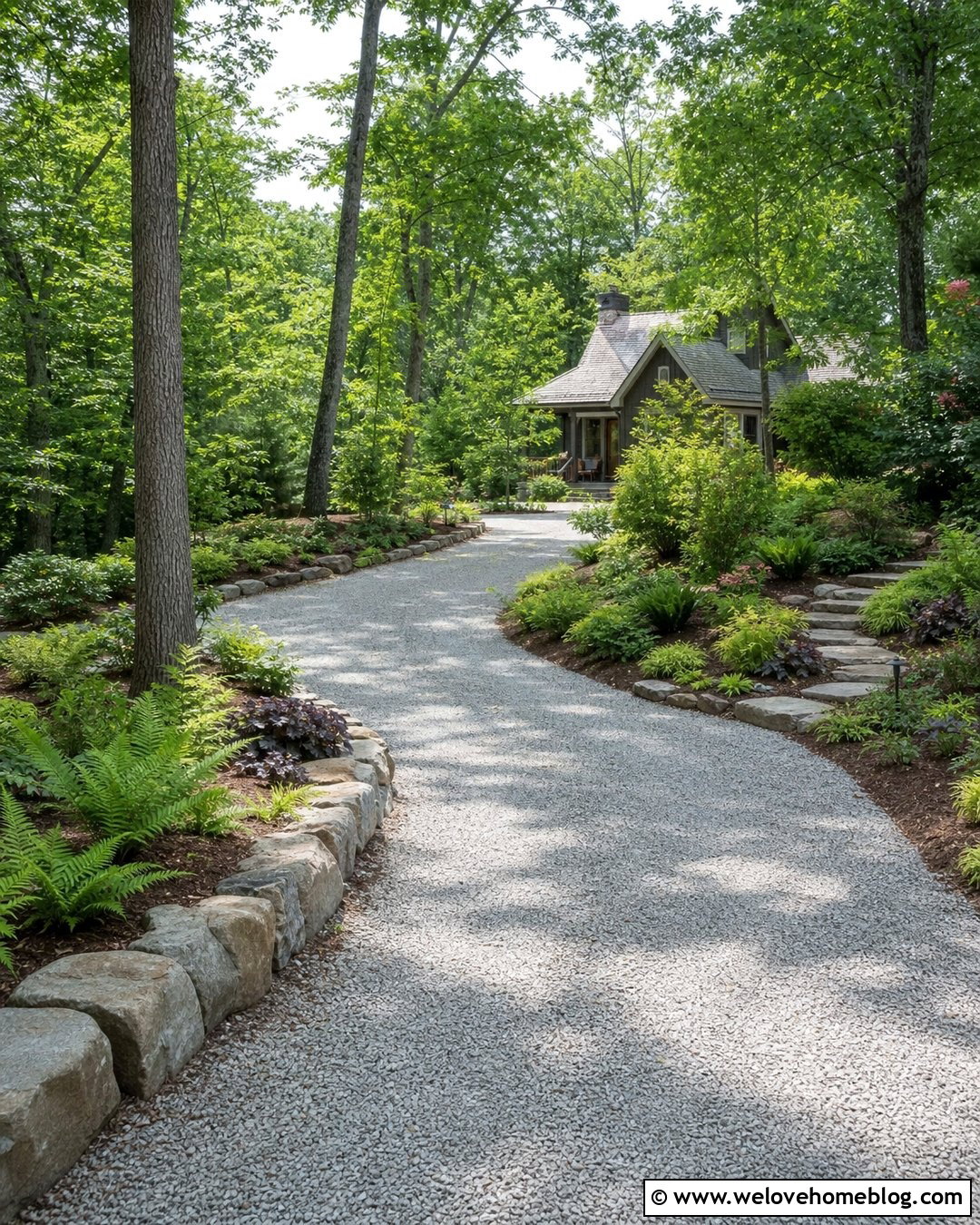 Shady Driveway With Woodland Planting - 20 along the driveway landscaping ideas