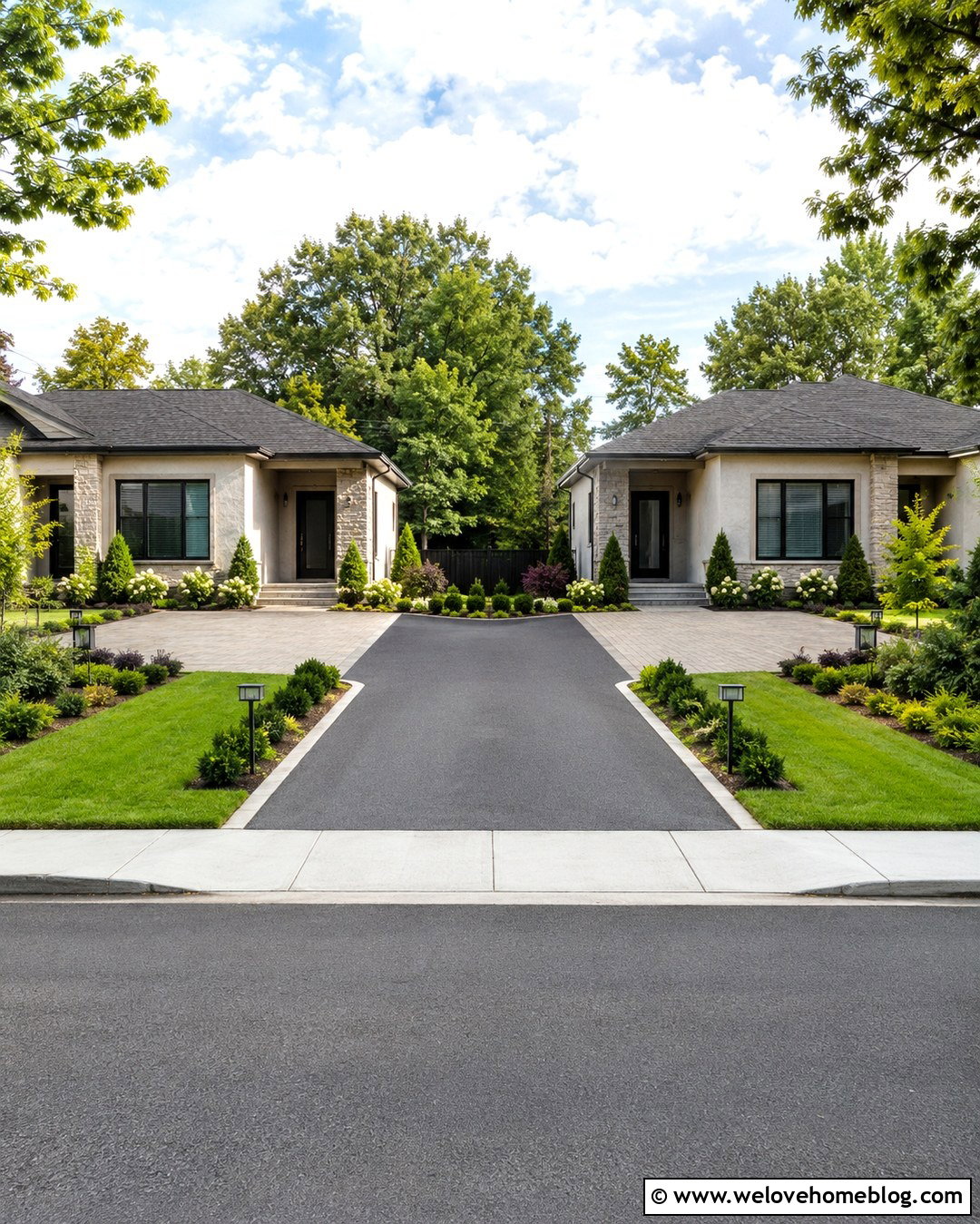 Shared Driveway With Split Paver Apron - 20 driveway for small lots ideas