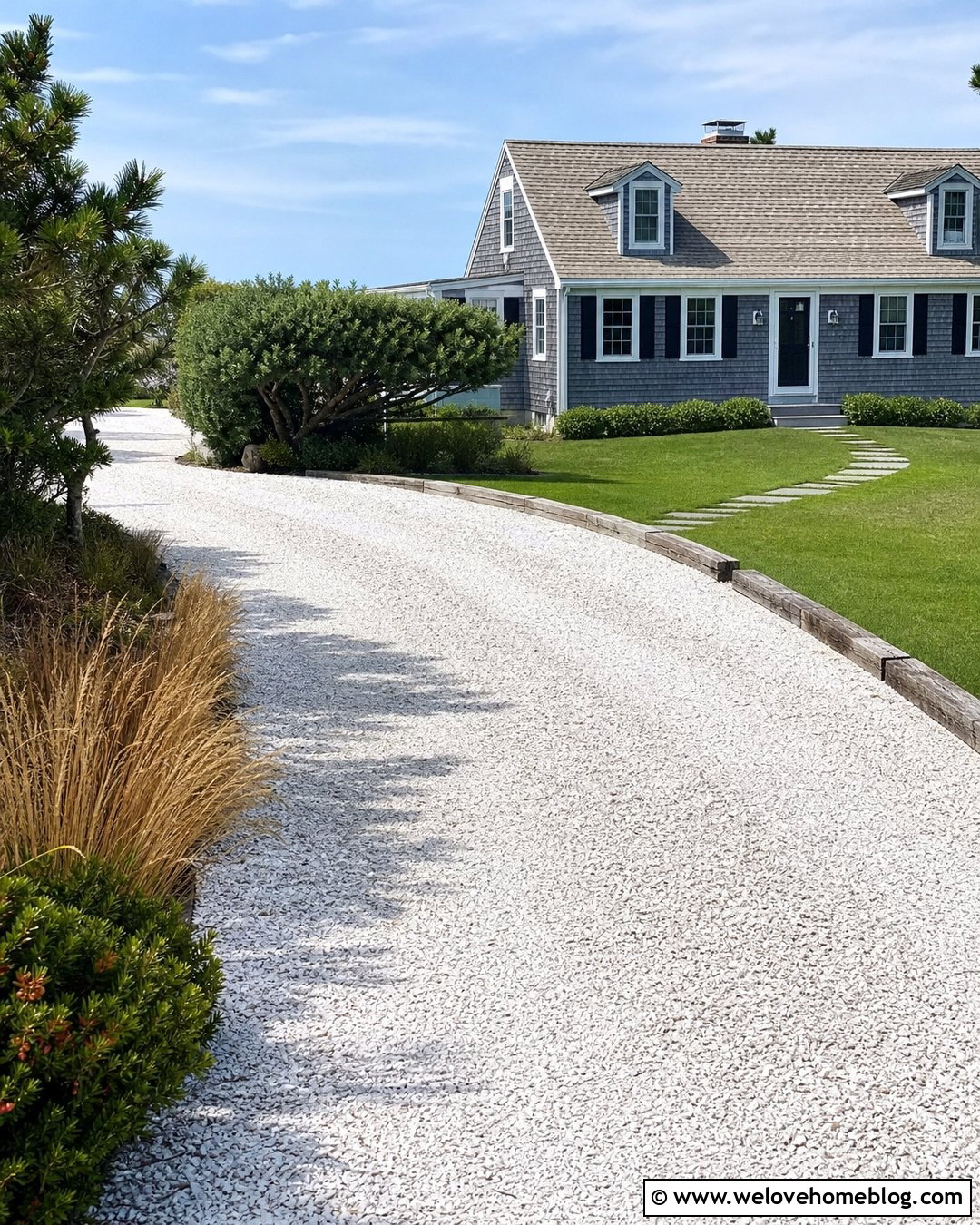 Shell Driveway With Wood Edging - 40 driveway on a budget ideas