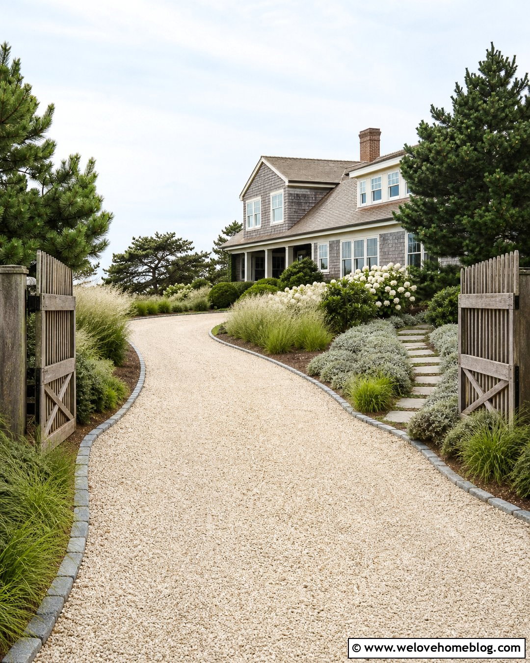 Shell Gravel Country Driveway With Coastal Planting - 40 Country Driveway Entry Landscaping Ideas