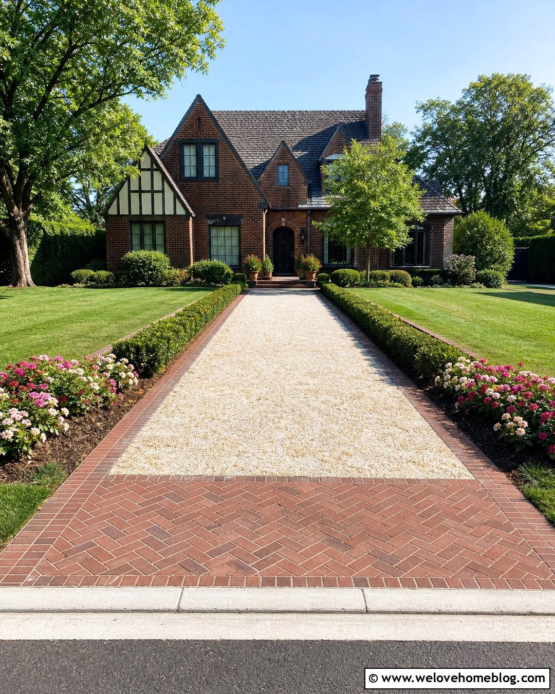 Shingle Driveway With Brick Entrance - 25 Shingle Driveway Ideas