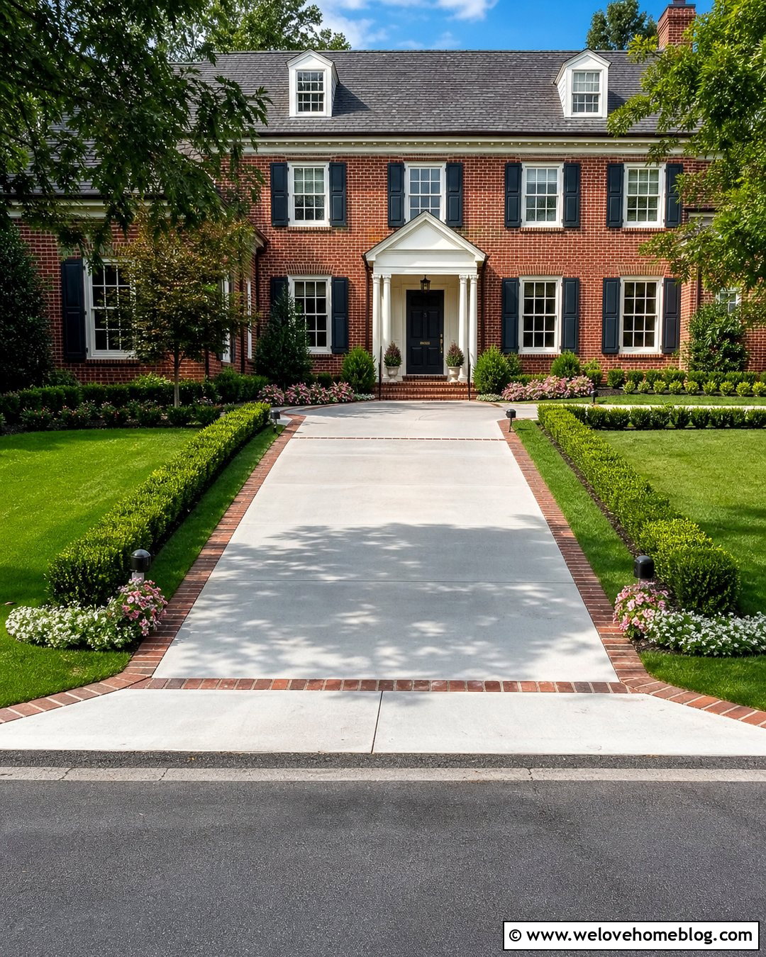 Short Concrete Driveway With Brick Border - 25 short driveway ideas