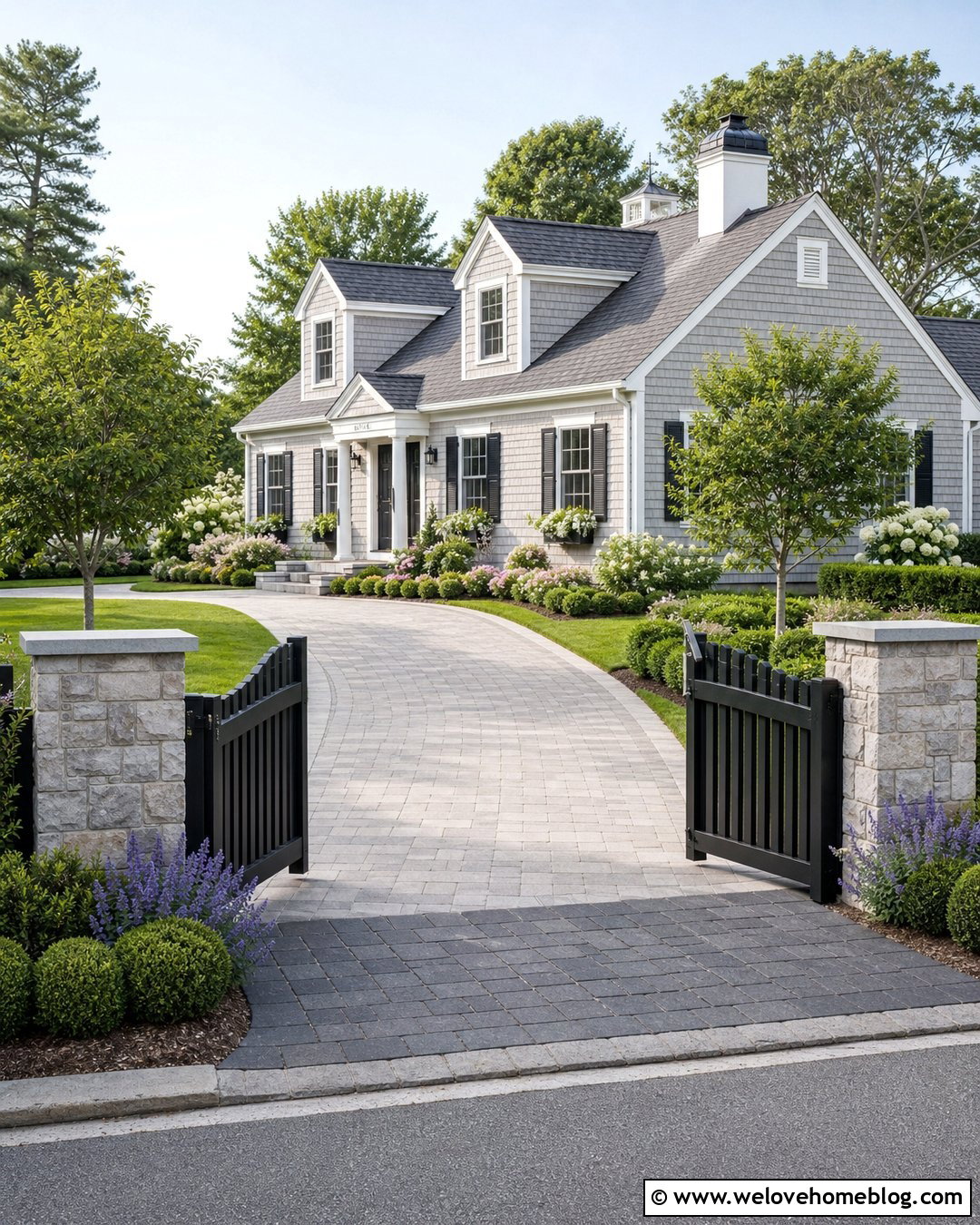 Short Driveway Gate Pillars With Low Metal Gate - 20 Driveway Gate Pillars Ideas