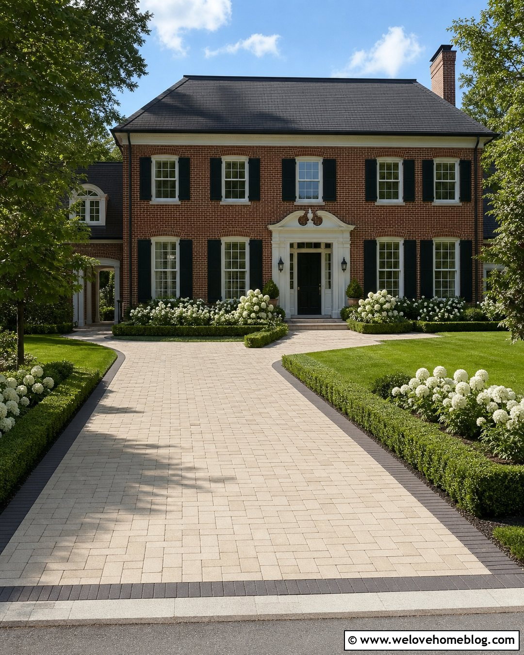 Short Driveway With Low Boxwood Hedges - 25 Short Driveway Landscaping Ideas