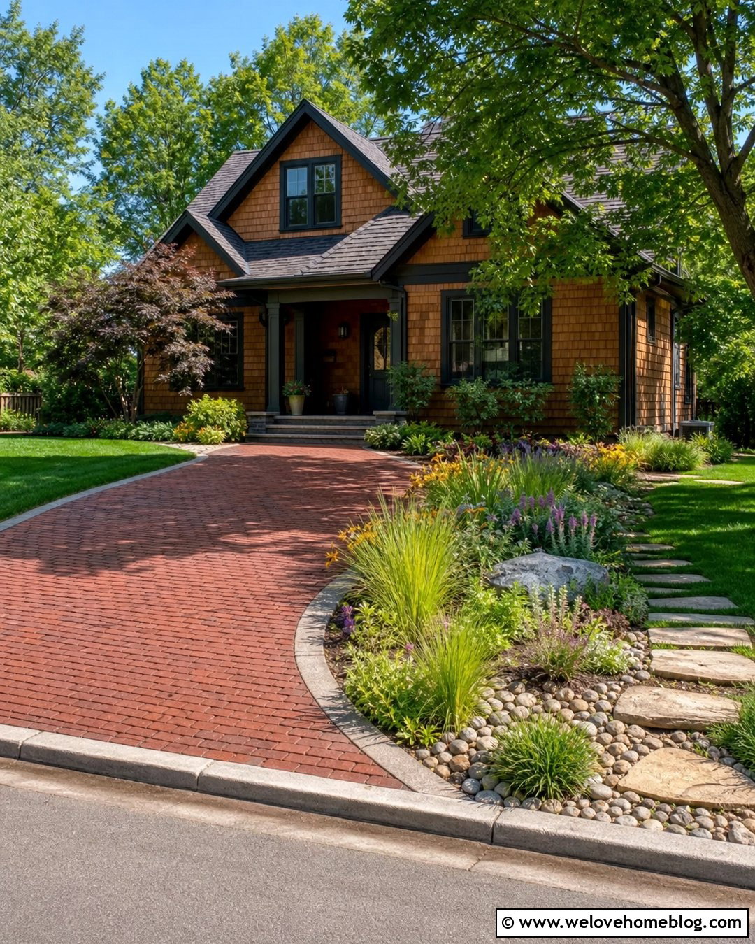 Short Driveway With a Rain Garden - 25 Short Driveway Landscaping Ideas