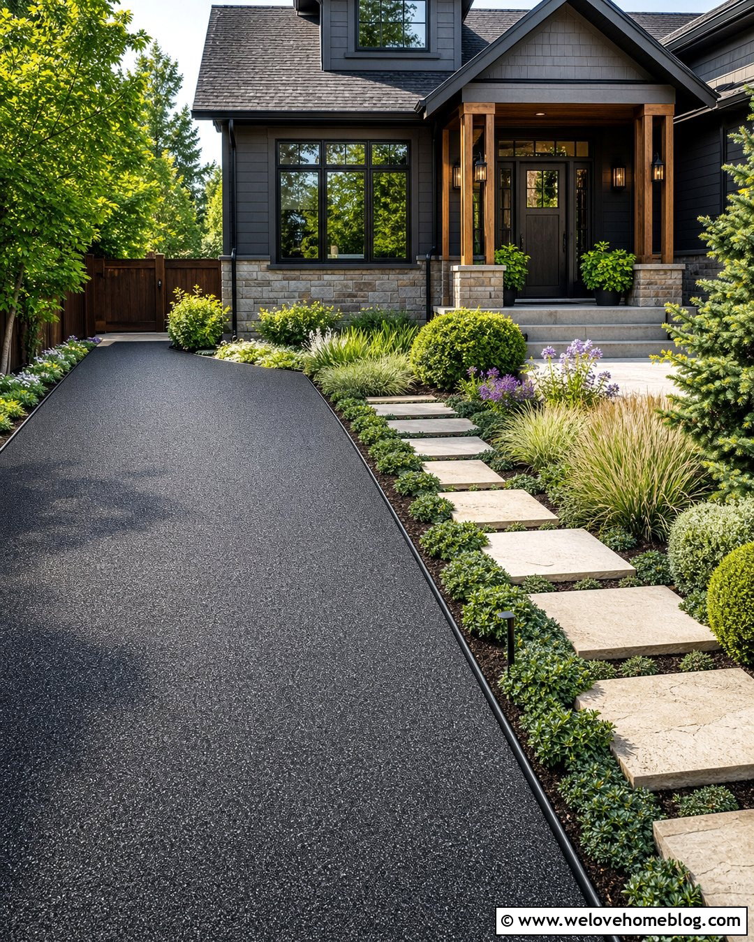 Short Driveway With a Stepping Stone Walkway - 25 Short Driveway Landscaping Ideas
