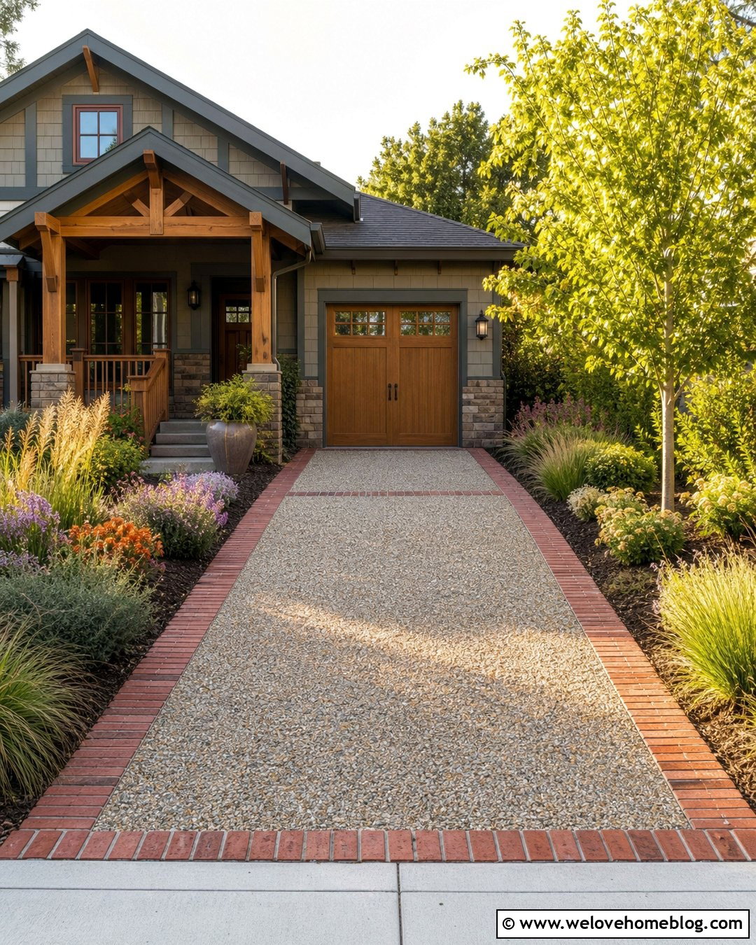 Short Gravel Driveway With Brick Ribbons - 25 short driveway ideas