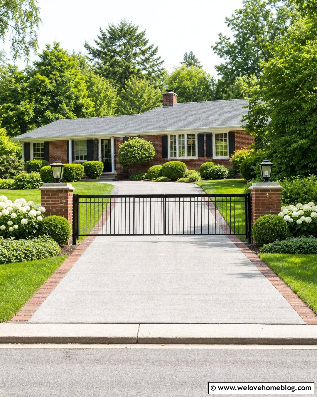 Short Metal Driveway Gate With Brick Pillars - 25 simple driveway gate ideas