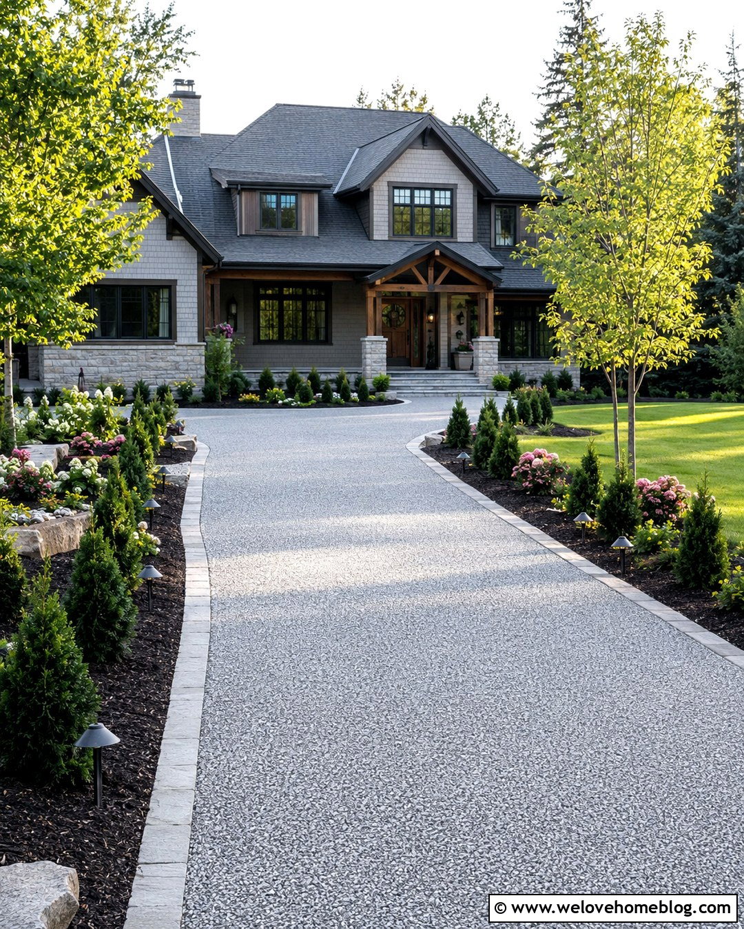 Shrub Lined Driveway With Landscape Lighting - 20 shrub lined driveway ideas
