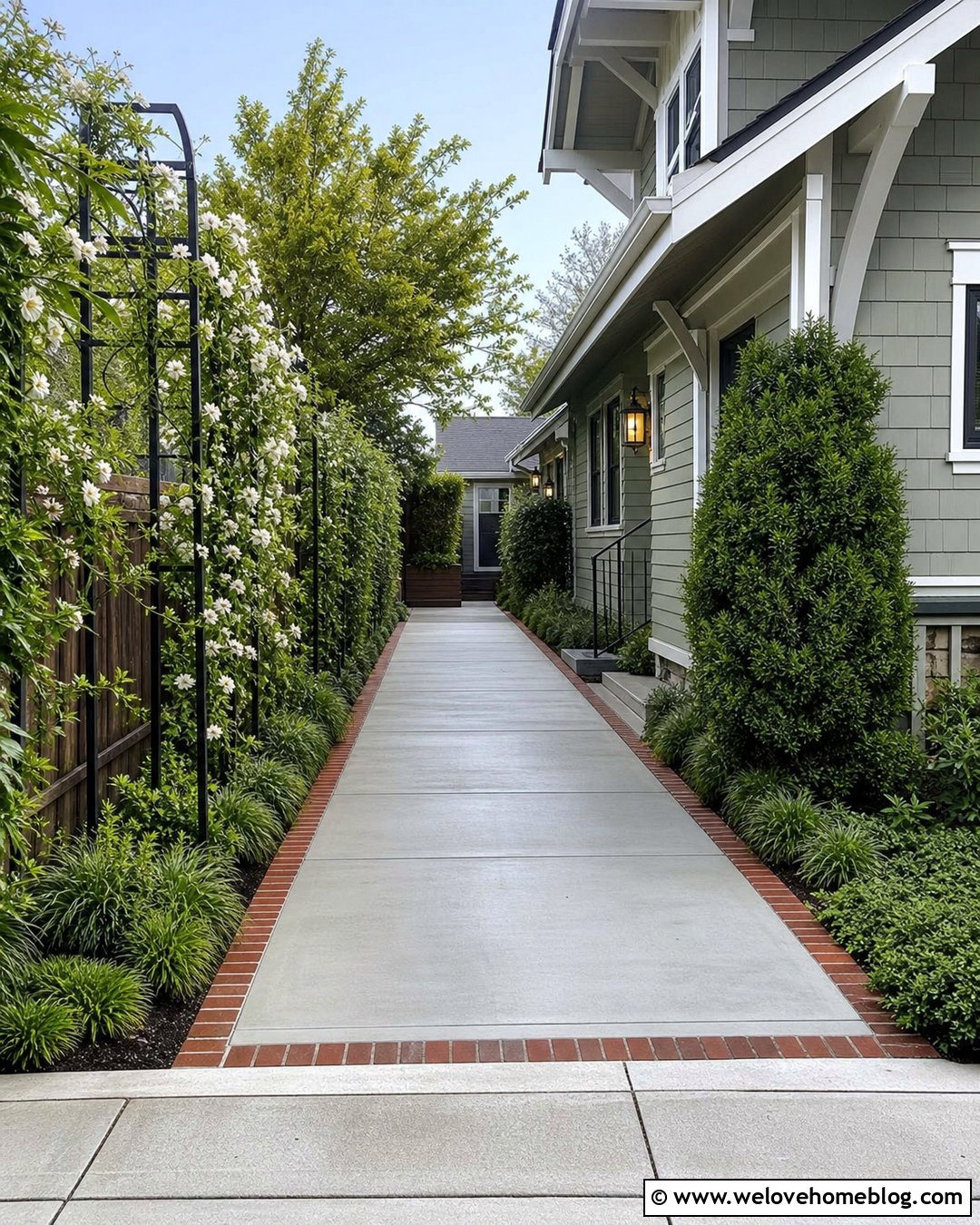 Side Driveway Landscaping With A Trellis Screen - 30 driveway landscape ideas