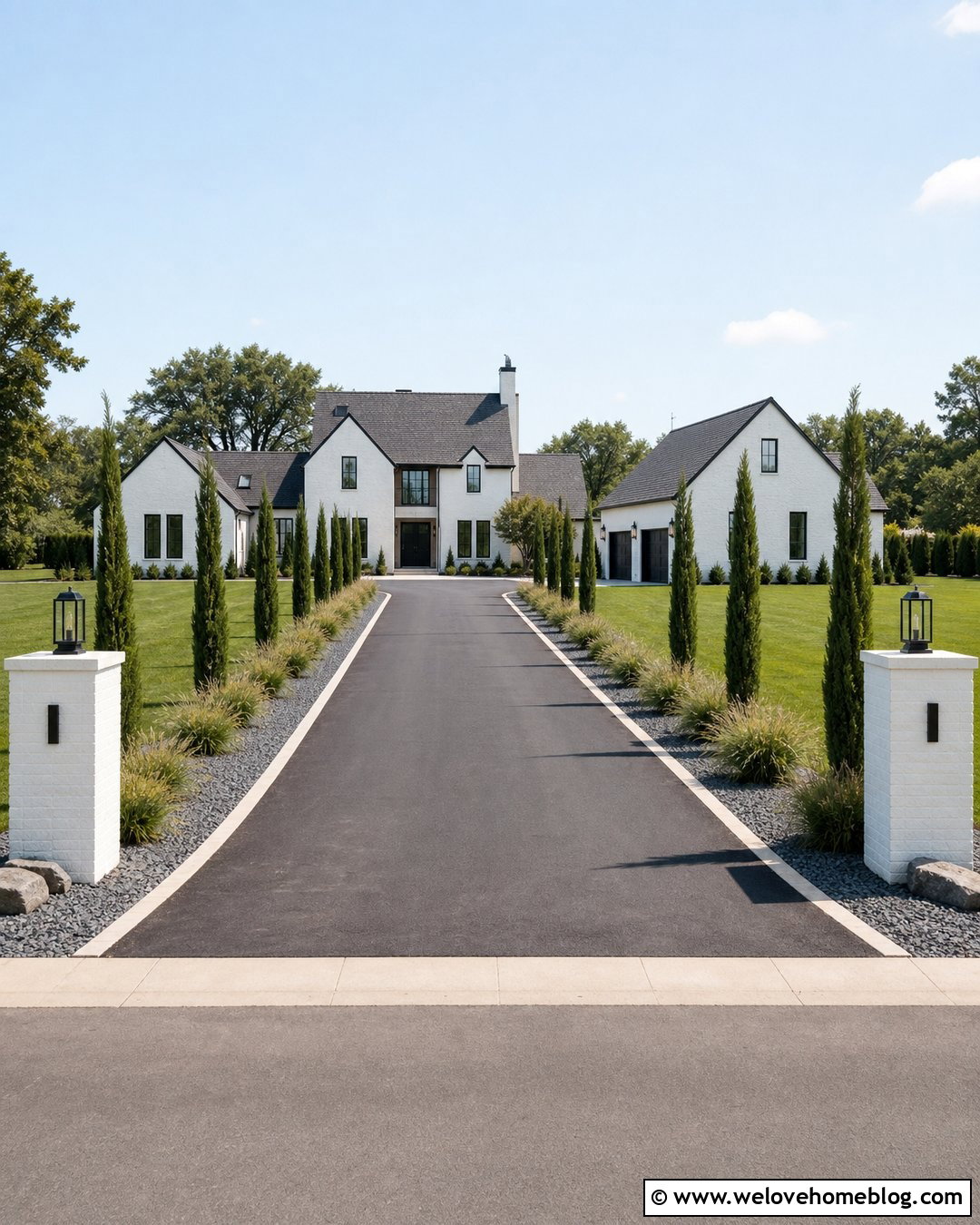 Side Driveway Landscaping With Columnar Trees - 45 side of driveway landscaping ideas