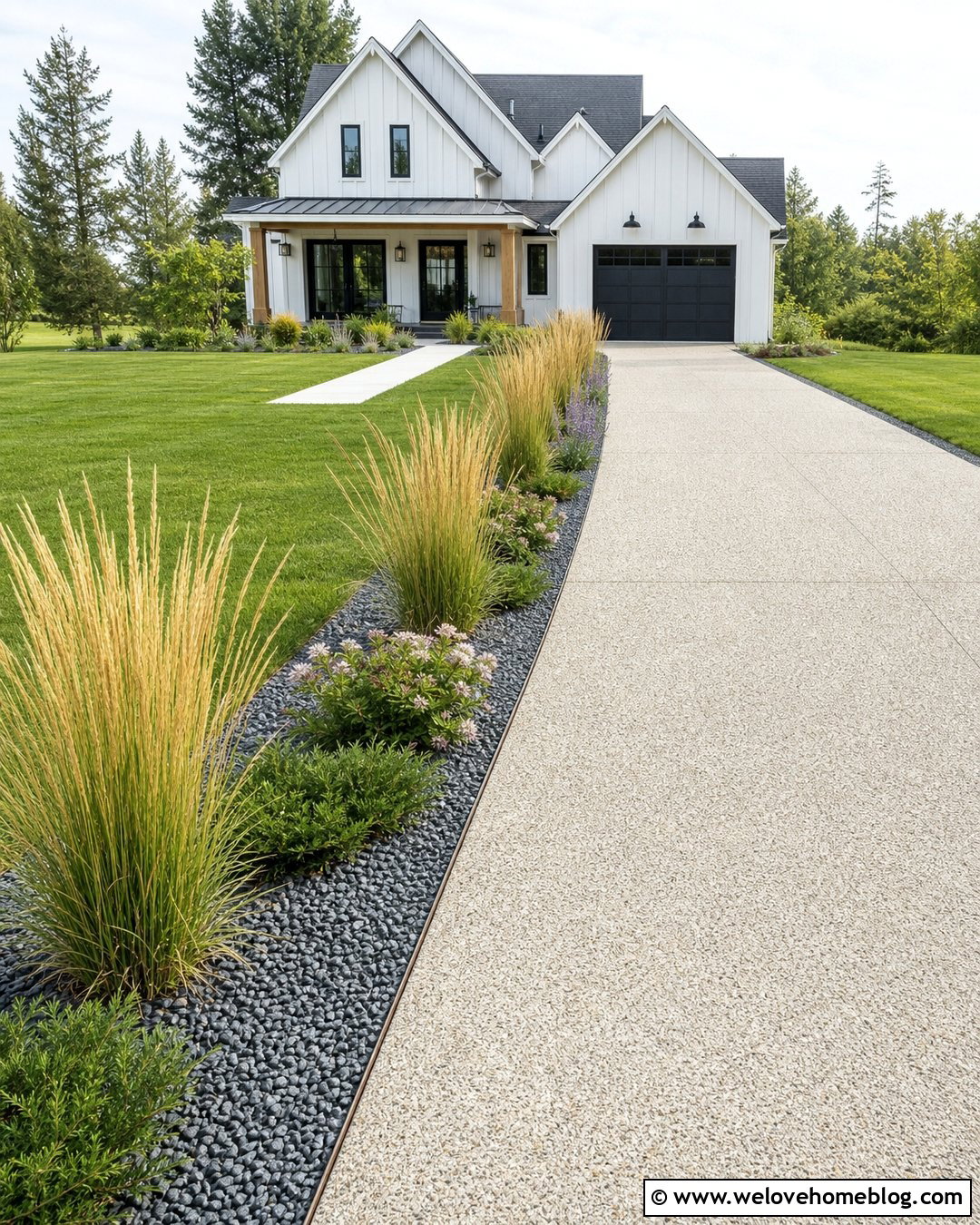 Side Driveway Landscaping With Ornamental Grass - 45 side of driveway landscaping ideas