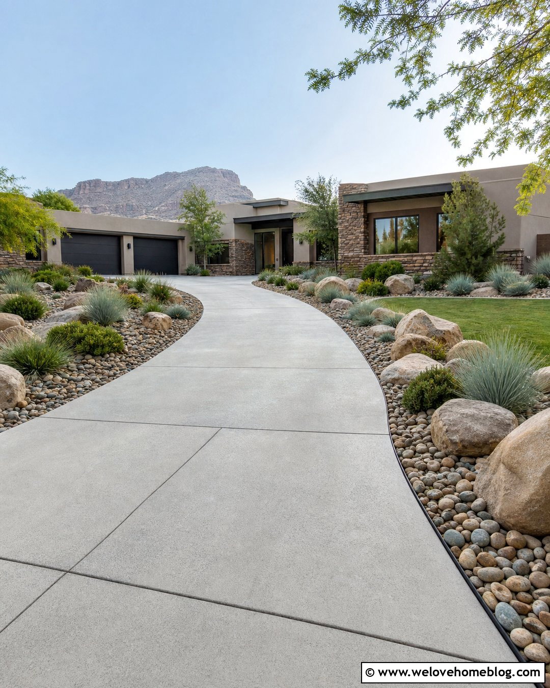Side Driveway Landscaping With River Rock - 45 side of driveway landscaping ideas