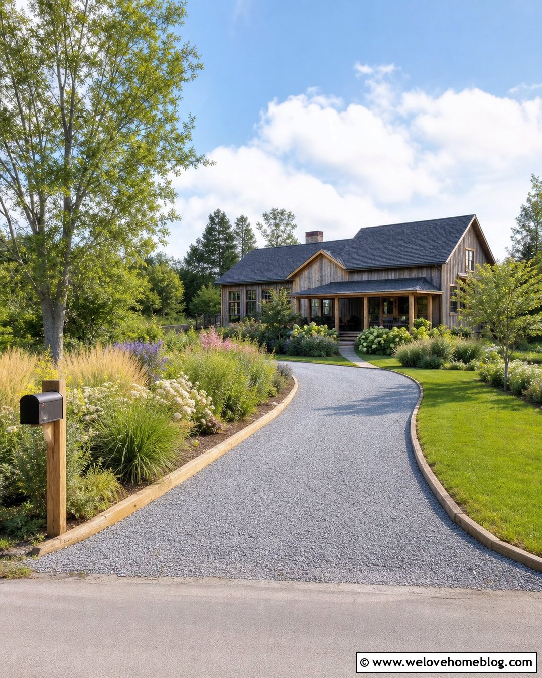 Side Driveway Landscaping With Timber Edging - 45 side of driveway landscaping ideas