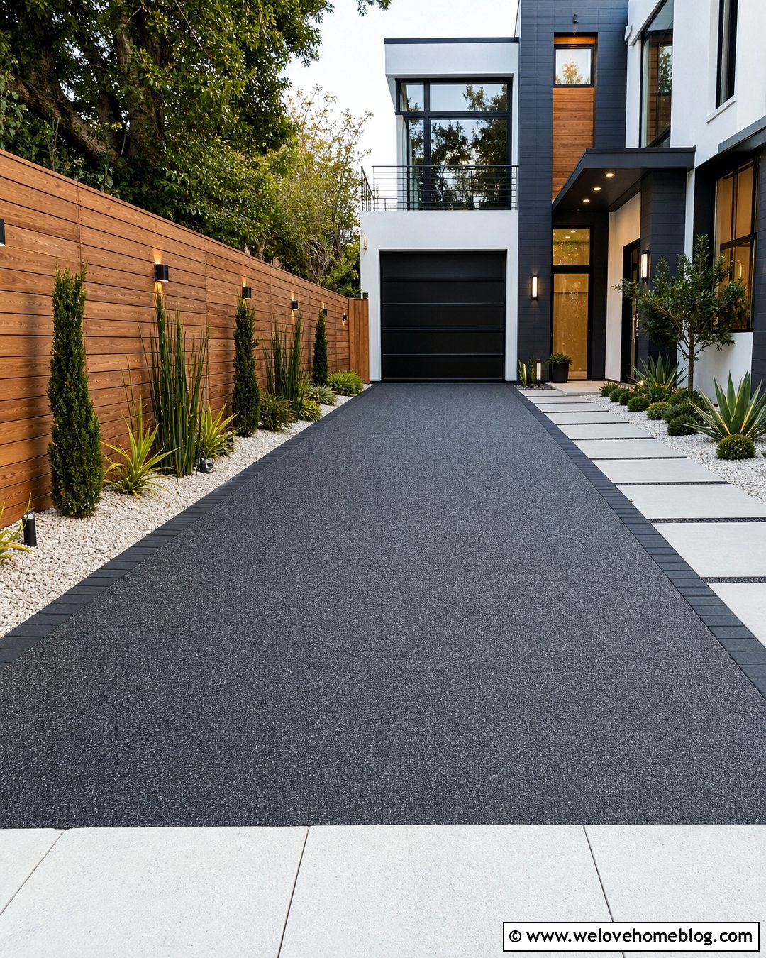 Side Driveway Landscaping With a Modern Fence - 45 side of driveway landscaping ideas