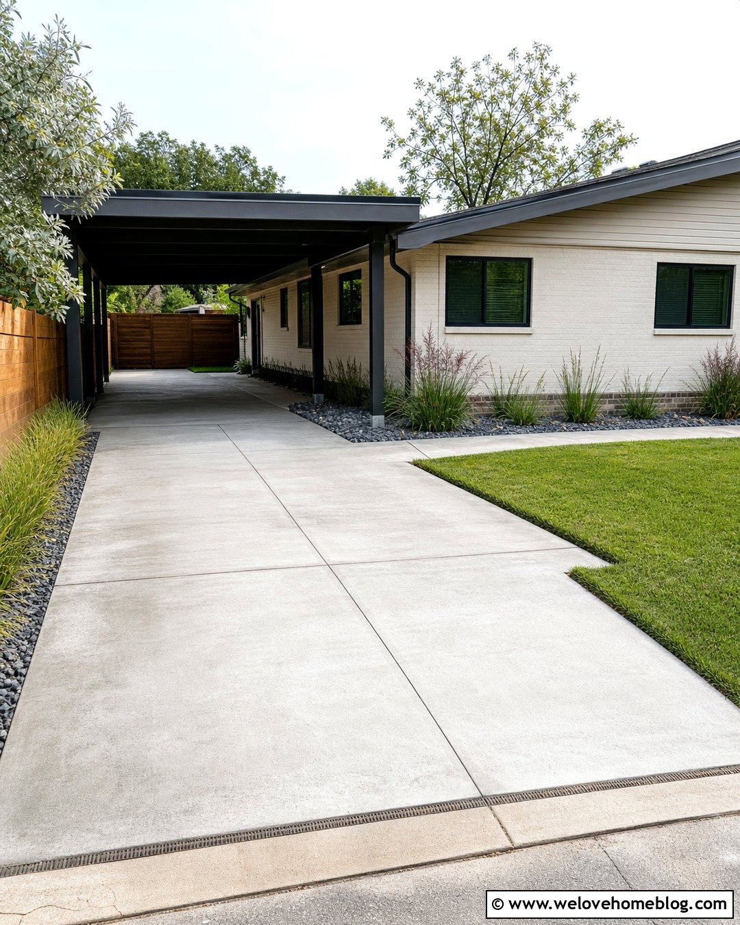 Side Driveway With Carport - 35 Side Driveway Ideas