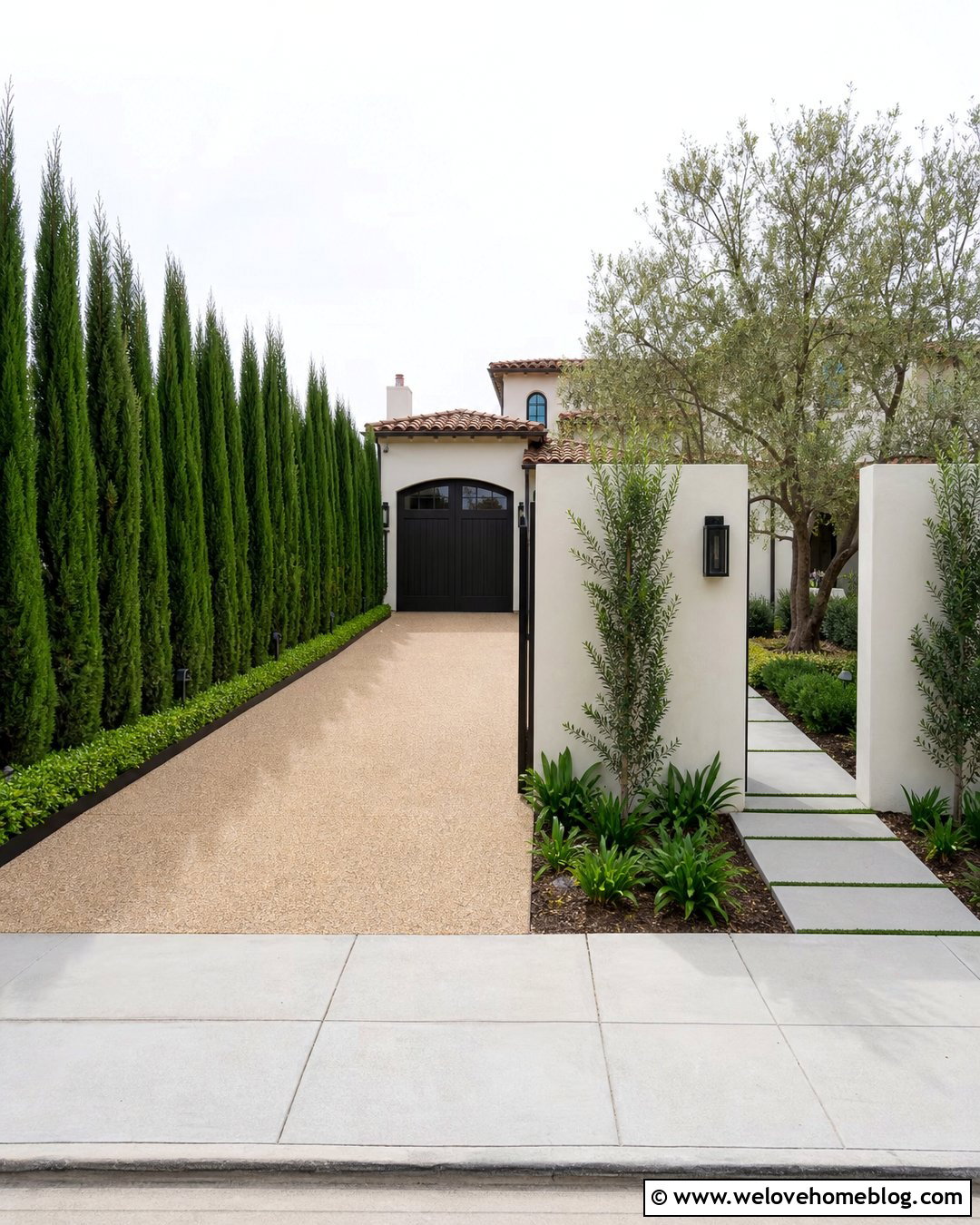 Side Driveway With Columnar Trees - 20 side driveway landscaping ideas