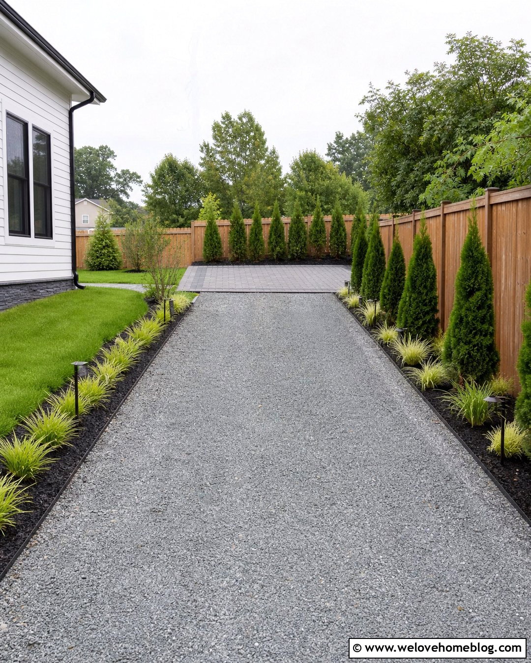 Side Driveway With Gravel Parking Pad - 35 Side Driveway Ideas