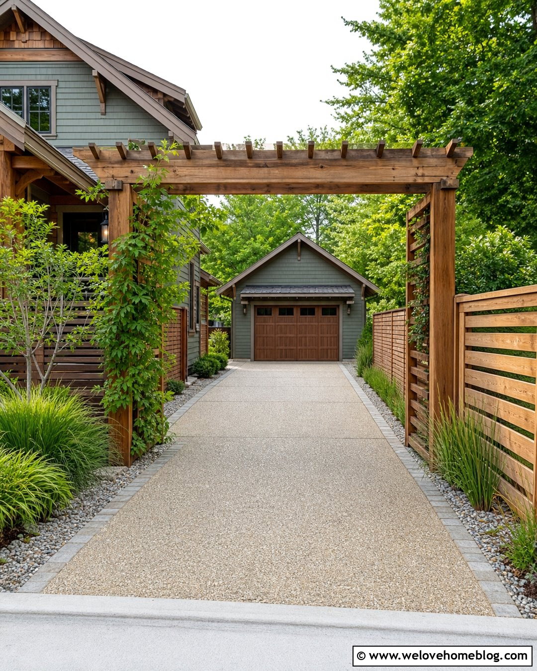 Side Driveway With Pergola Gate - 35 Side Driveway Ideas