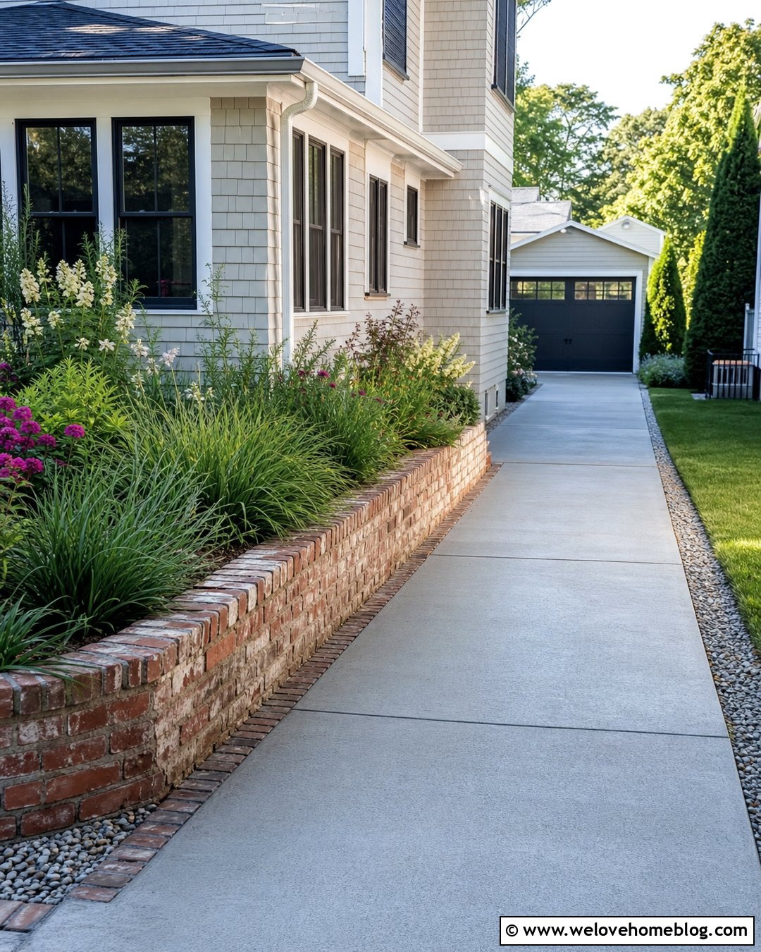 Side Driveway With Raised Garden Bed - 35 Side Driveway Ideas