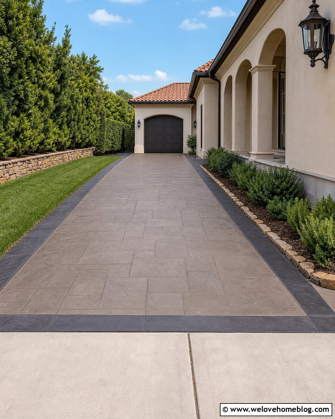 Side Driveway With Stamped Concrete - 35 Side Driveway Ideas