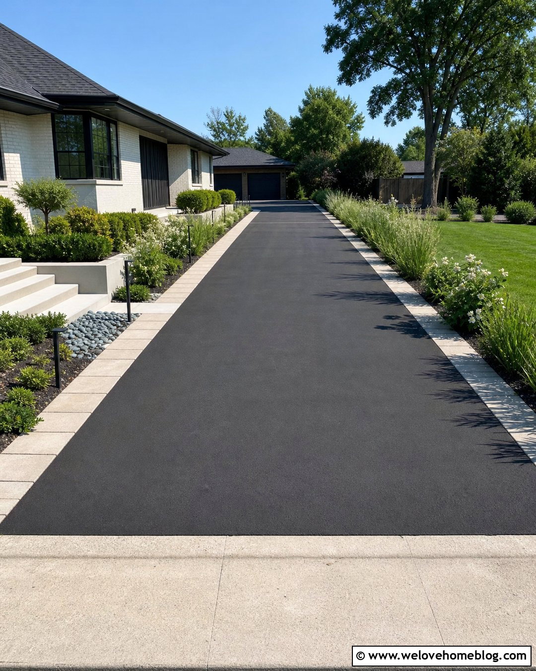 Side House Asphalt Driveway With Ornamental Grasses - 20 driveways landscaping for side of house ideas