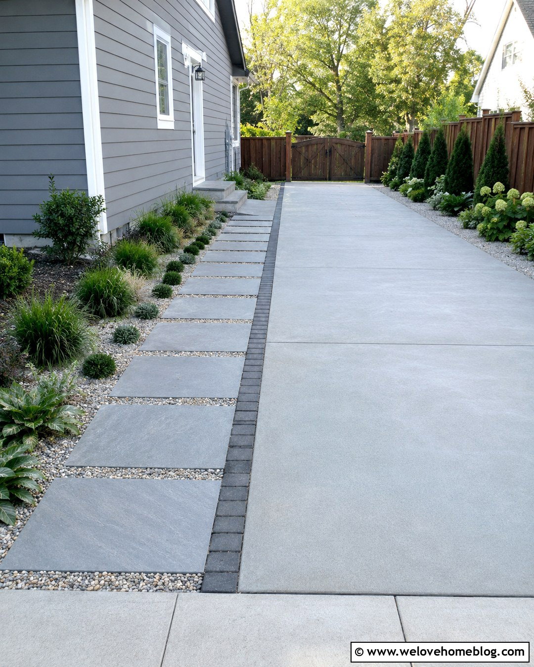 Side Yard Driveway With Stepping Stone Walkway - 20 Side Yard Driveway Ideas