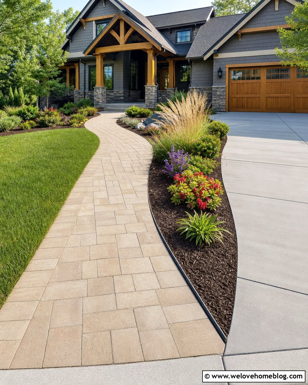 Sidewalk With Planting Bed Between Driveway - 20 Sidewalk Next To Driveway Ideas