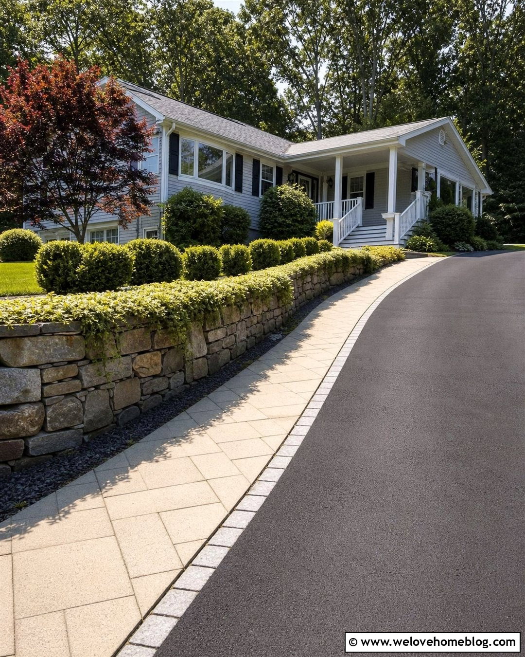 Sidewalk With Retaining Wall Beside Driveway - 20 Sidewalk Next To Driveway Ideas