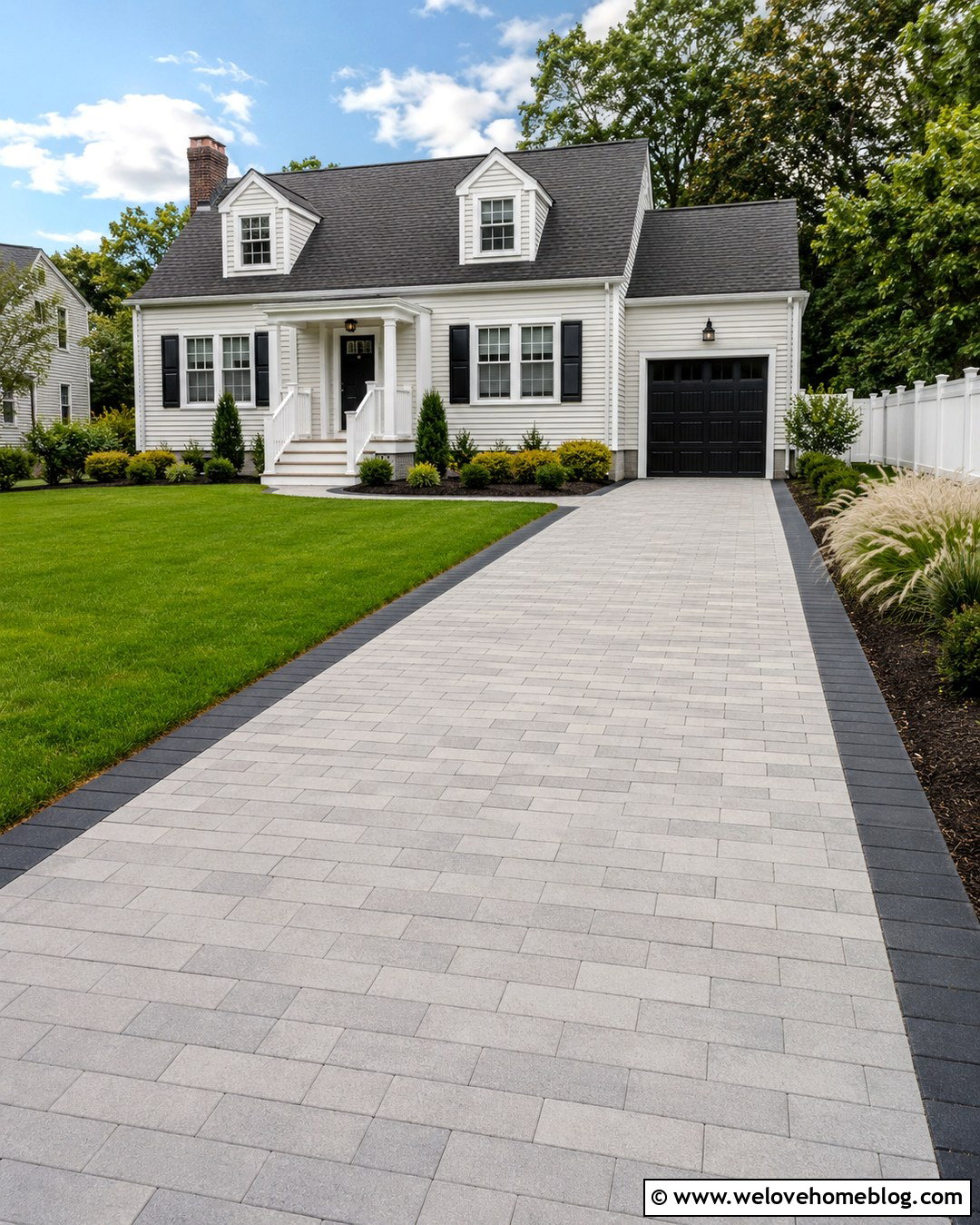 Simple Concrete Paver Driveway With Gray Pavers - 20 Concrete Paver Driveway Ideas