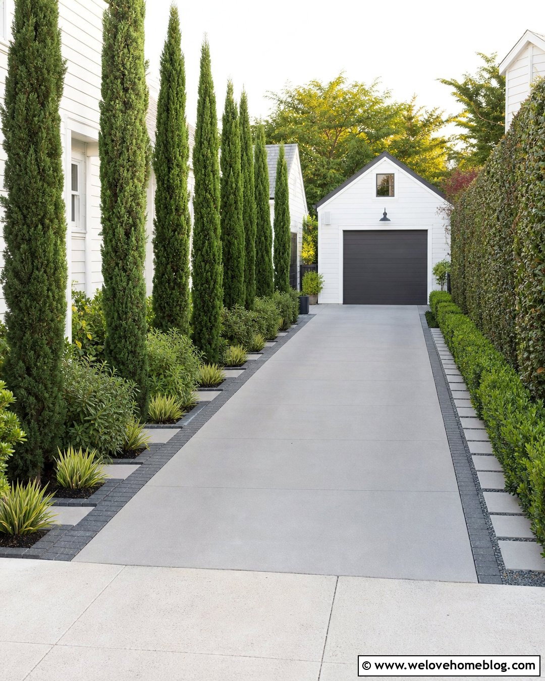 Single Side Tree Lined Narrow Driveway - 40 Tree Lined Driveway Ideas