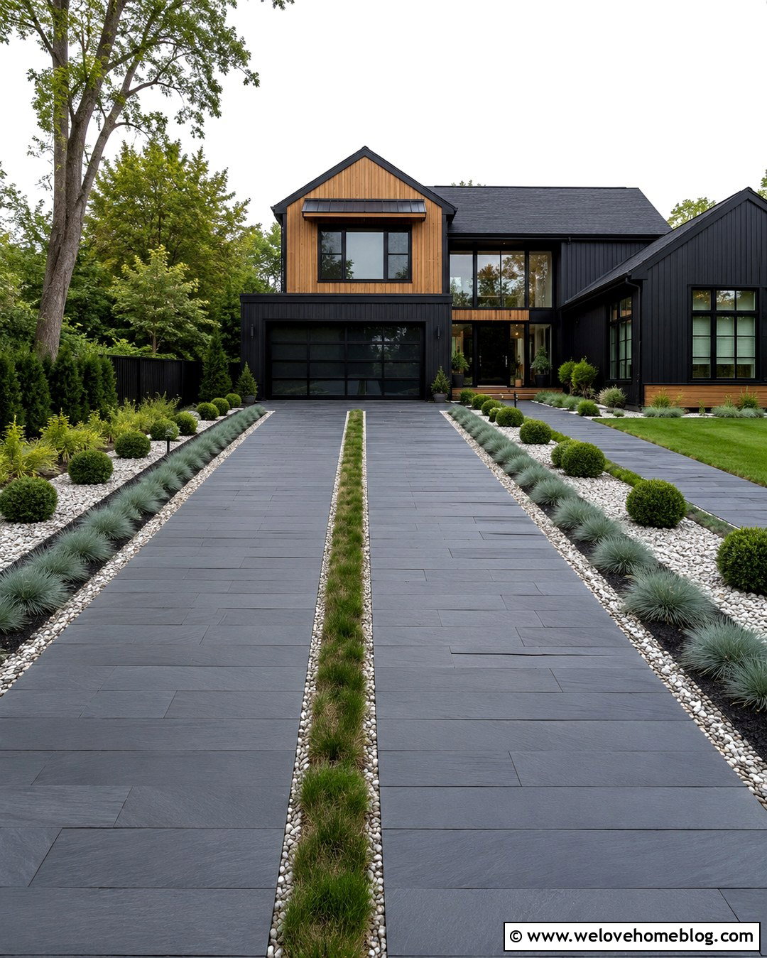 Slate And Grass Strip Driveway - 20 grass and stone driveway ideas