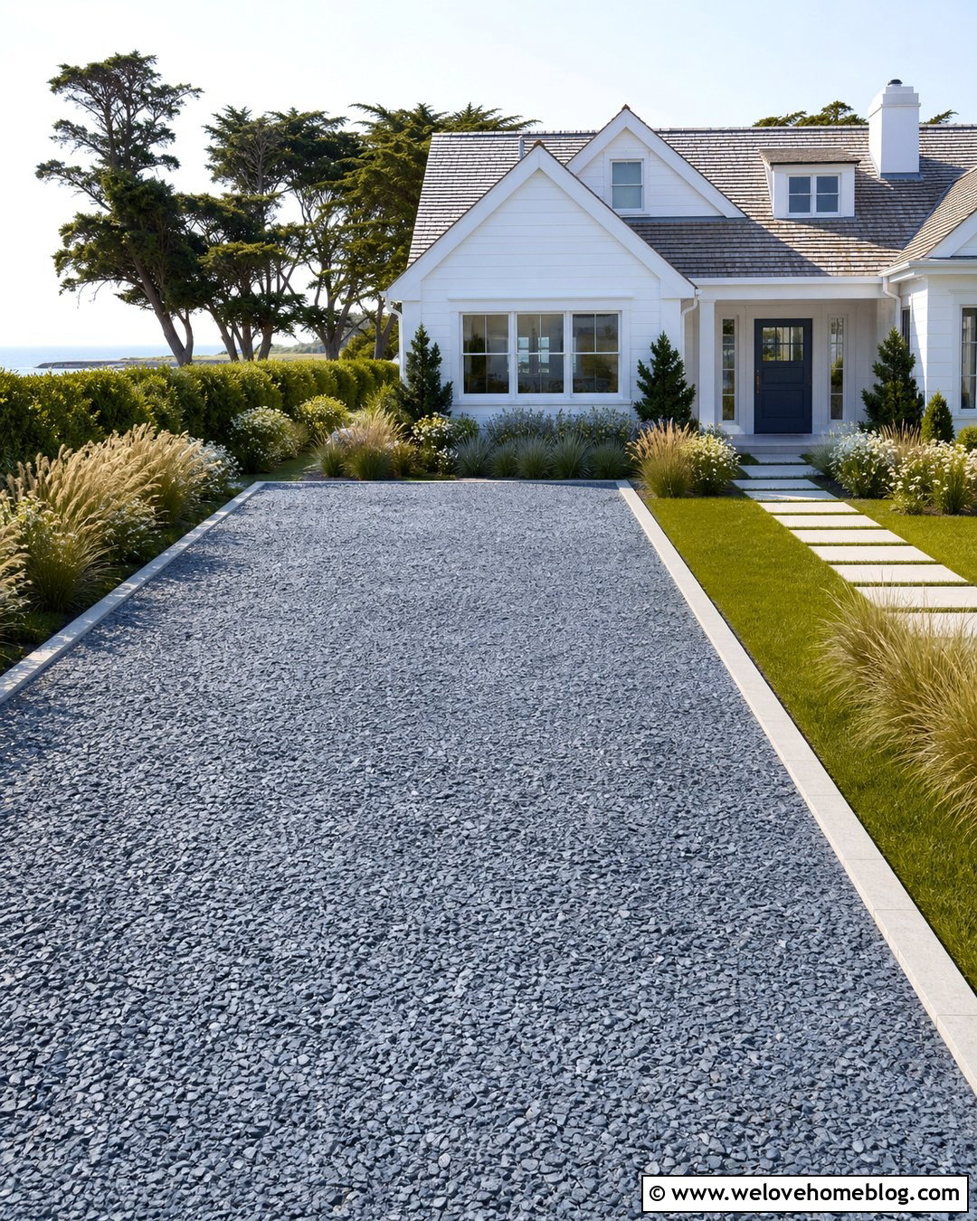 Slate Chip Driveway With Modern Planting - 30 driveway materials ideas
