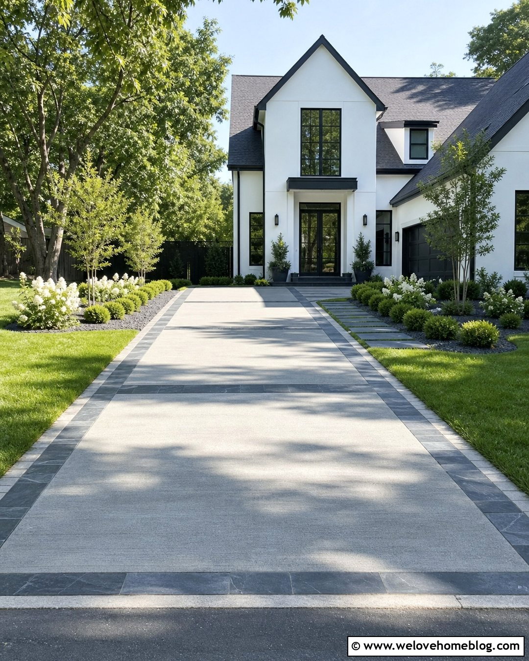 Slate Concrete Driveway Border - 40 Driveway Border Ideas