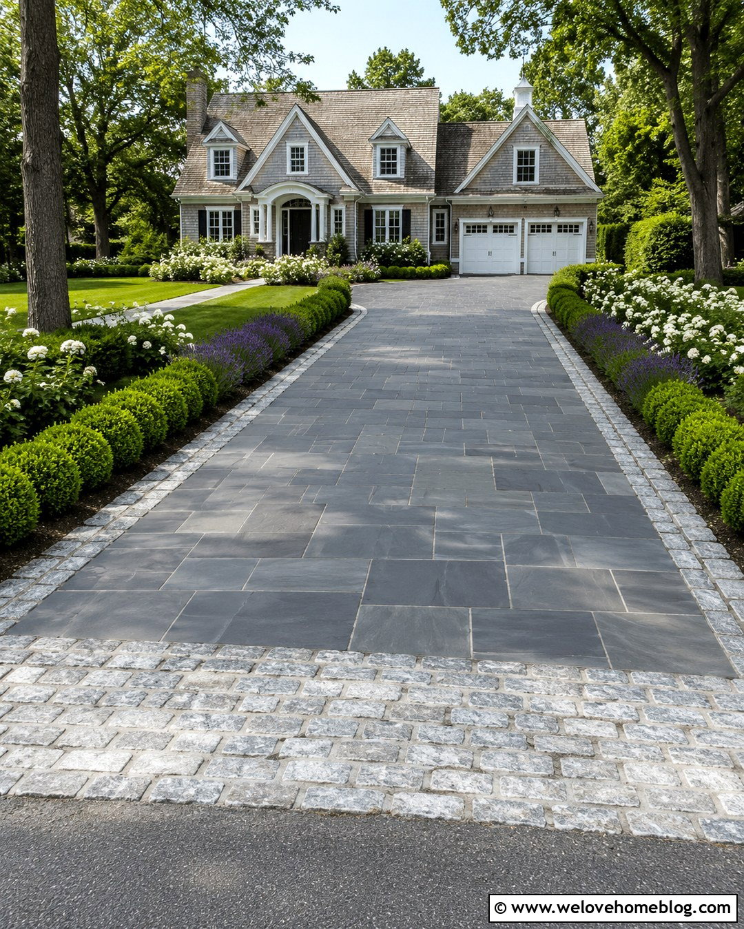 Slate Driveway With Cobblestone Apron