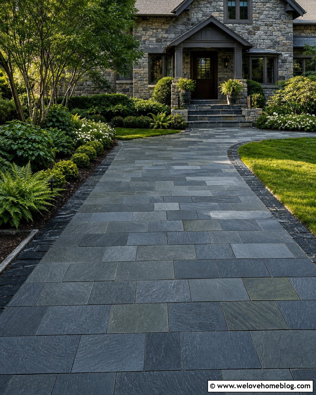 Slate Stone Driveway - 35 Stone Driveway Ideas