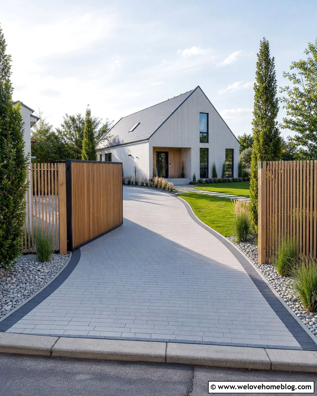 Slatted Driveway Fence - 25 Driveway Fencing Ideas