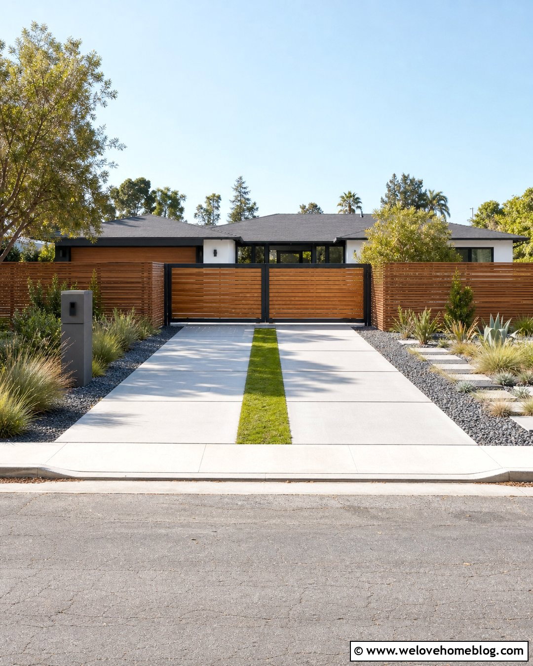 Slatted Wood Fence Driveway Gate - 20 Wood Fence Driveway Gate Ideas