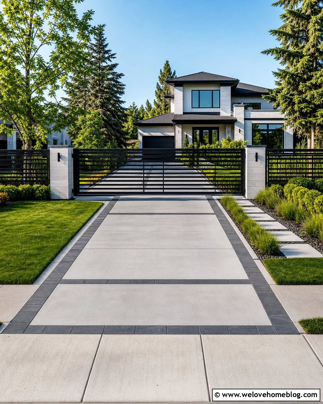 Sliding Driveway Gate - 20 Driveway Safety Barrier Ideas