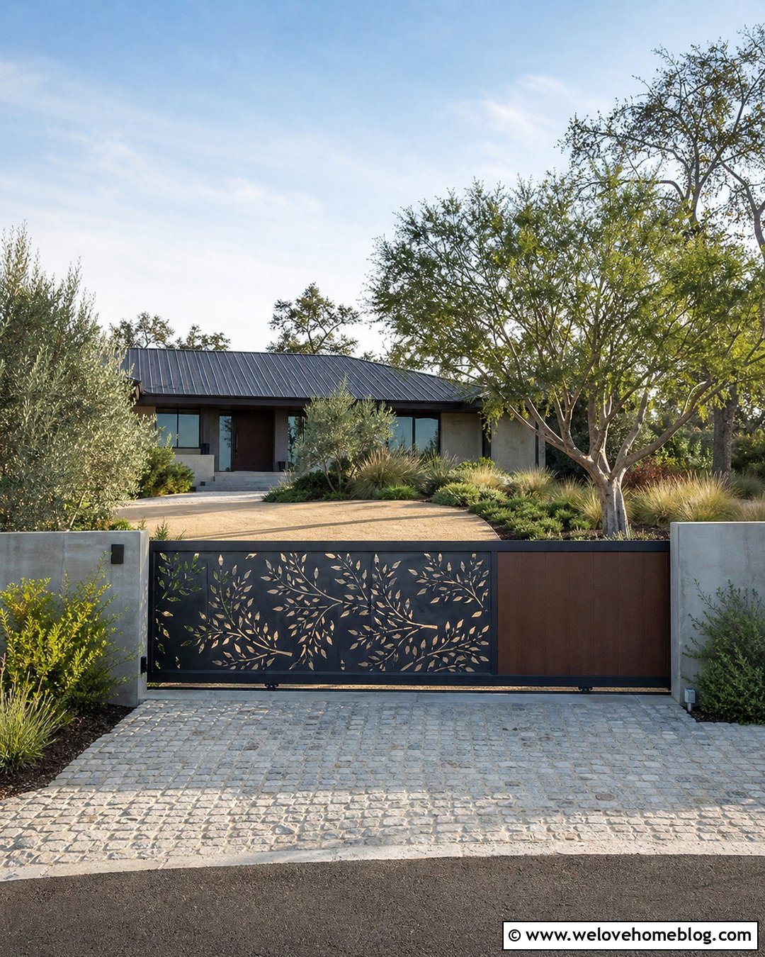Sliding Gate With Decorative Metal Screen - 35 sliding gate driveway ideas