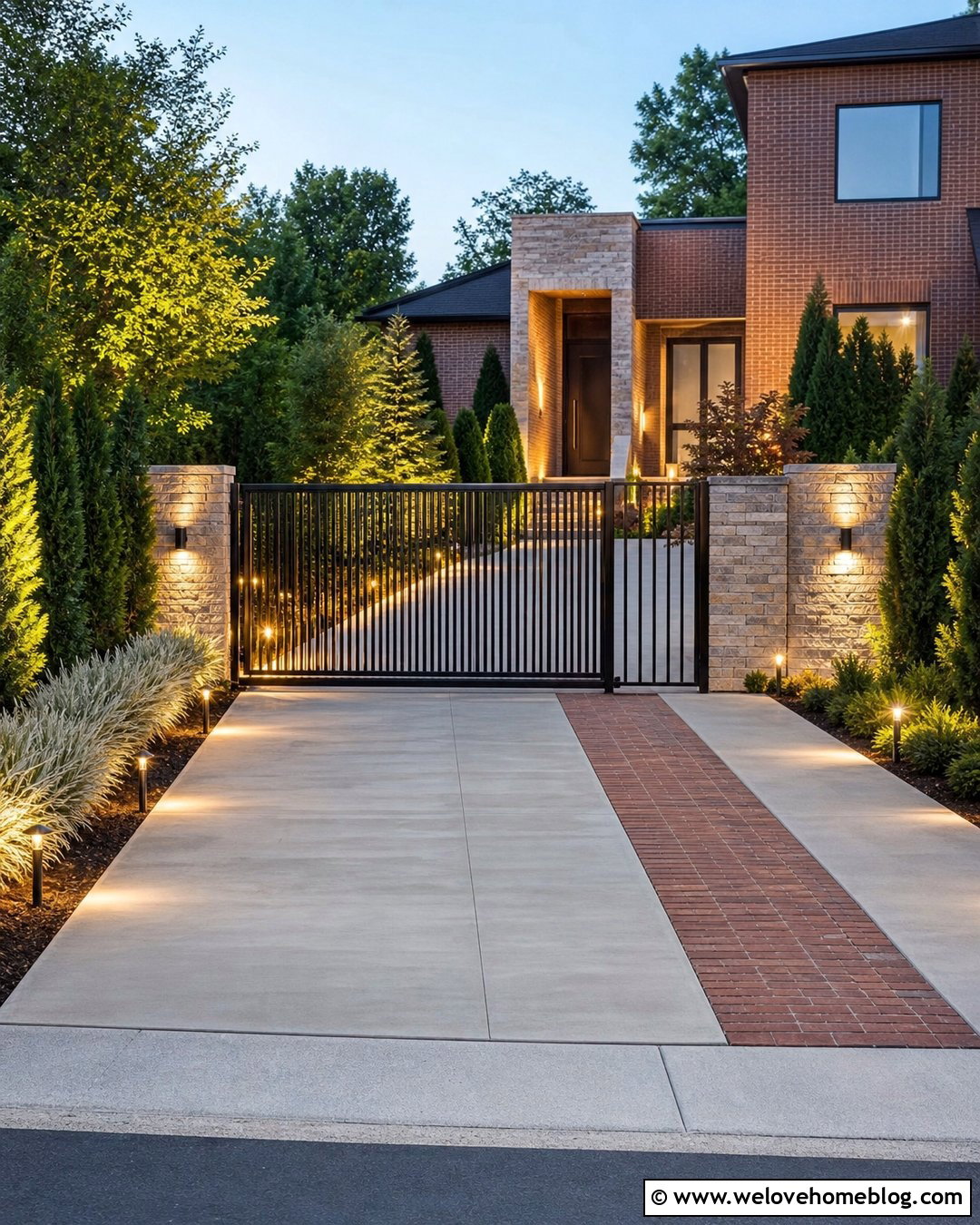 Sliding Gate With Driveway Lighting - 35 sliding gate driveway ideas