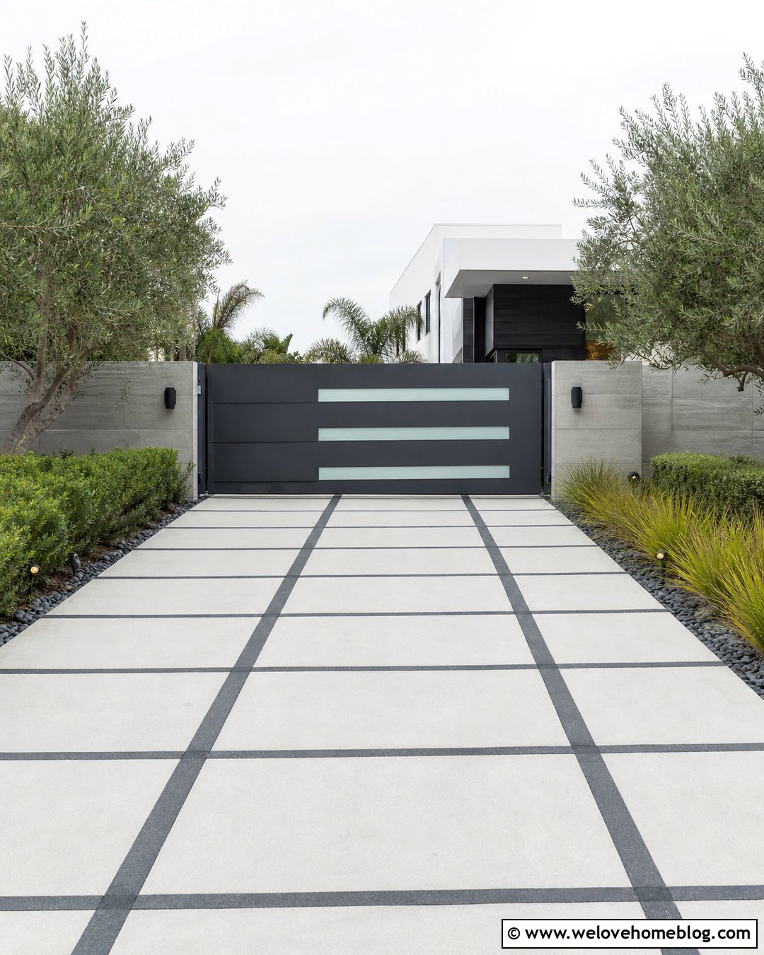 Sliding Gate With Frosted Glass Inserts - 35 sliding gate driveway ideas