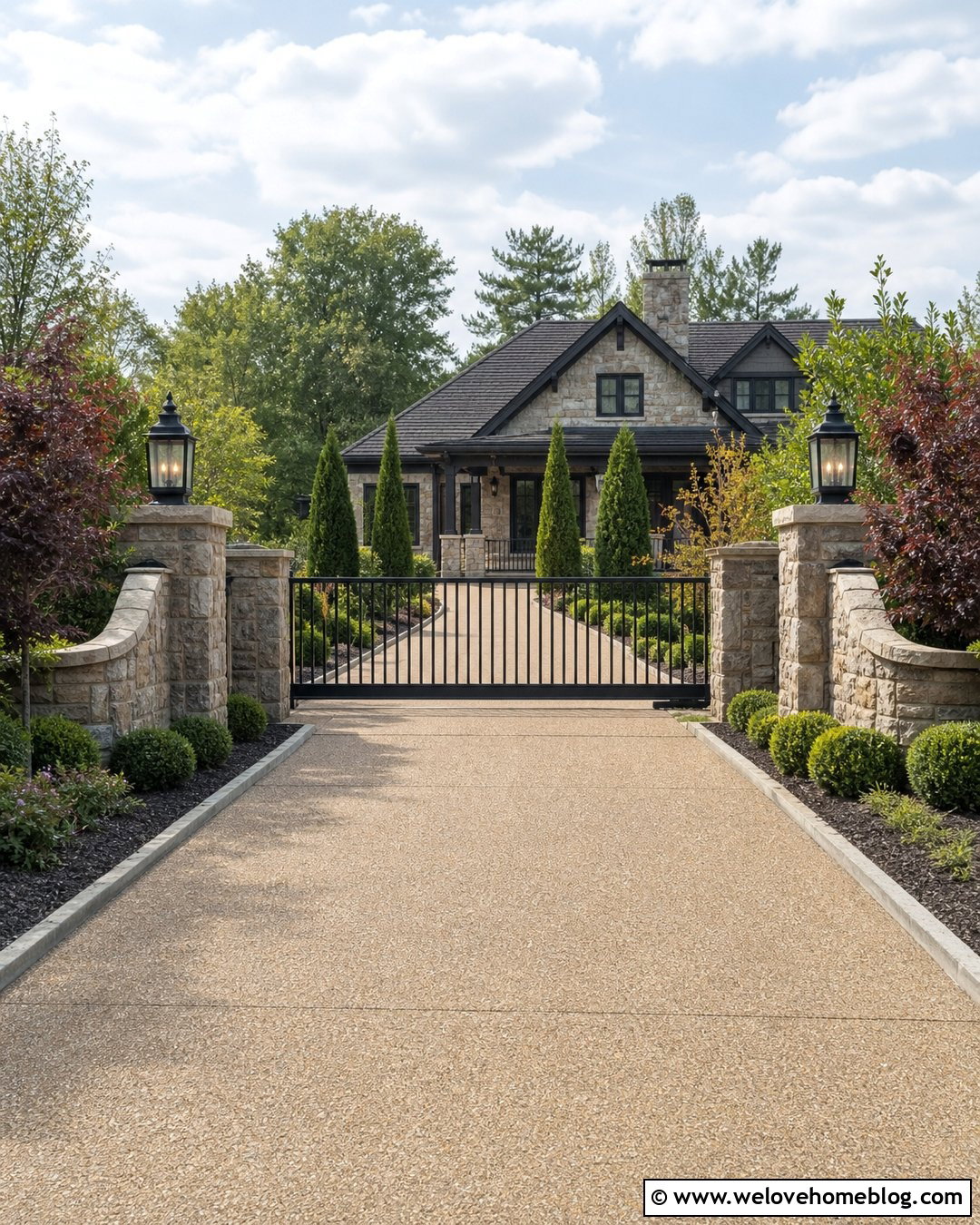 Sliding Gate With Stone Driveway Entrance - 35 sliding gate driveway ideas