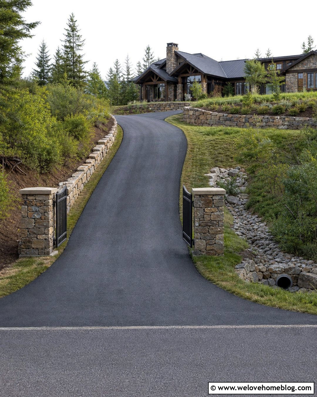 Sloped Acreage Driveway Entrance