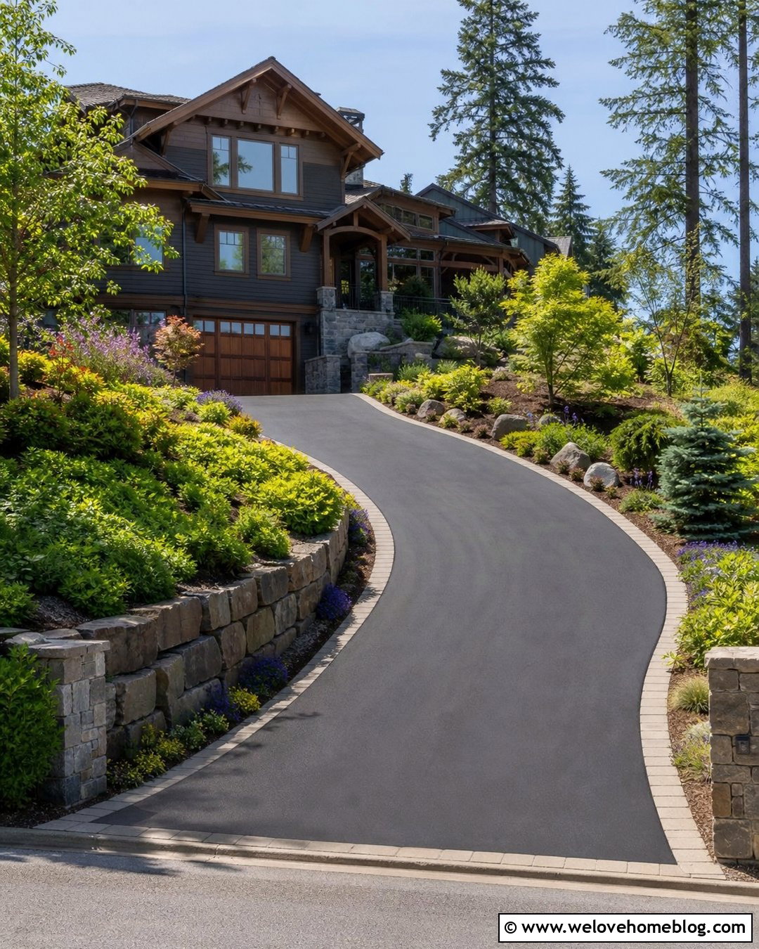 Sloped Bitumen Driveway With Retaining Wall - 25 Bitumen Driveway Ideas