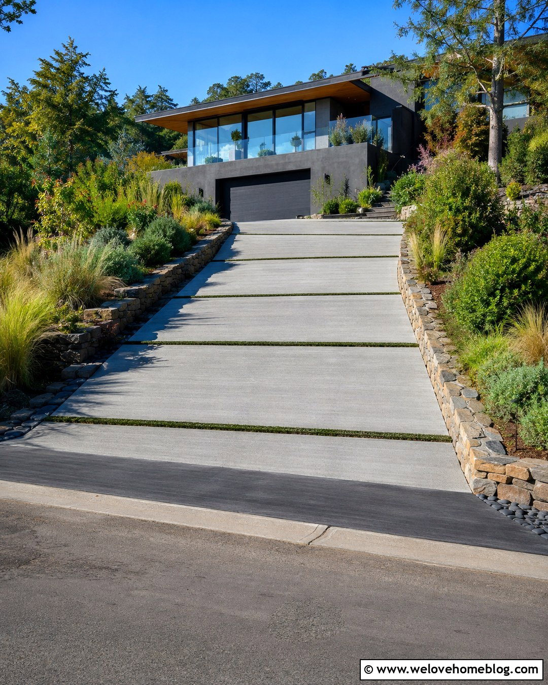 Sloped Concrete Driveway With Grass Inlay - 20 concrete driveway with grass inlay ideas